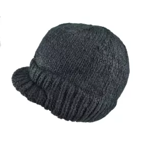 Casquette Laine Tricotée Unie Noir