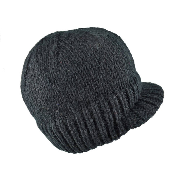 Casquette Laine Tricotée Unie Noir