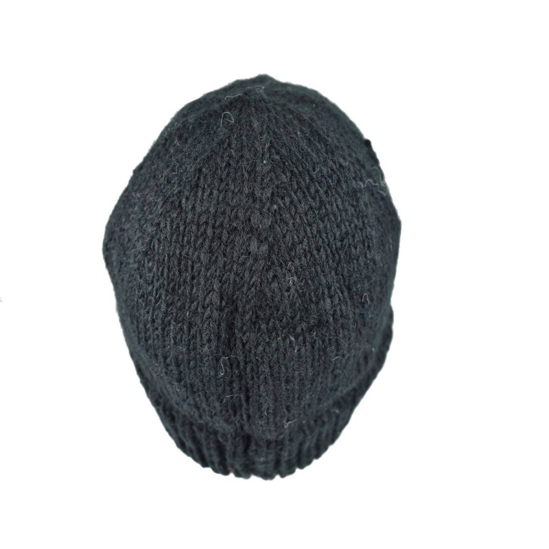 Casquette Laine Tricotée Unie Noir