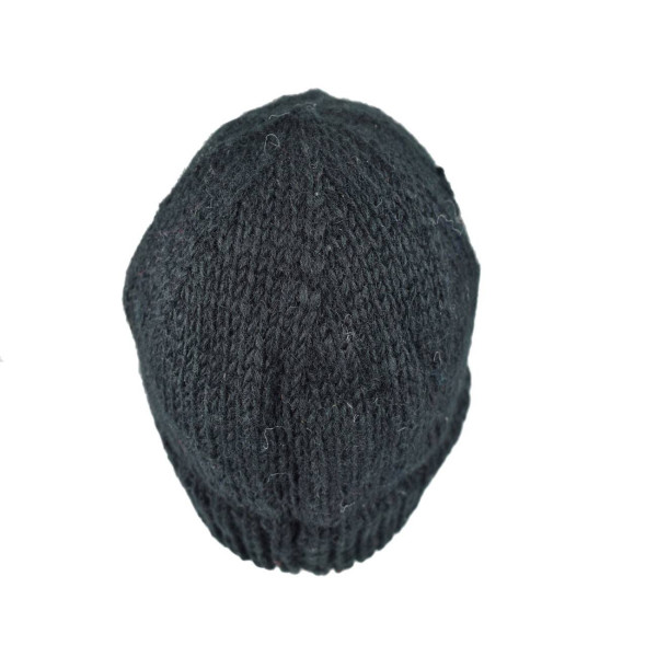 Casquette Laine Tricotée Unie Noir