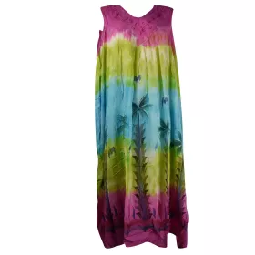 Robe Longue Tangi Batik et Palmiers Peints