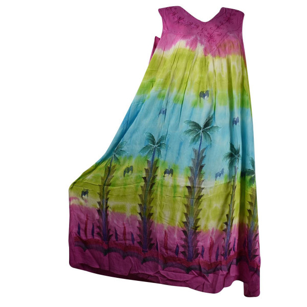 Robe Longue Tangi Batik et Palmiers Peints