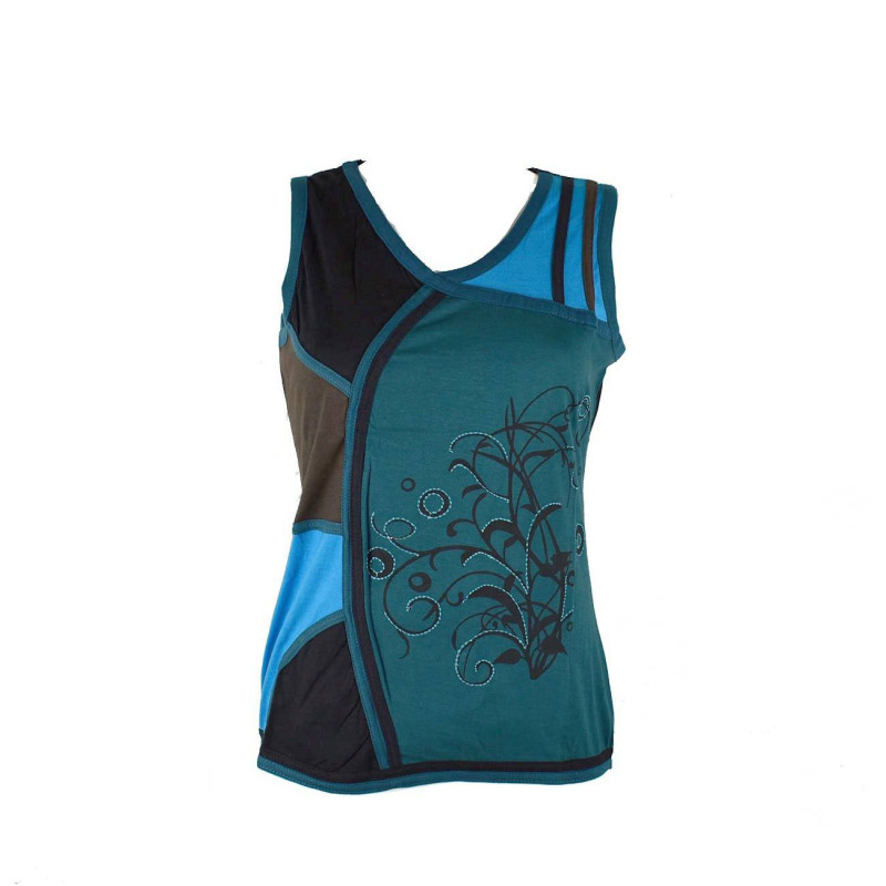 Top Court Hidura Maille Jersey Ton Bleu