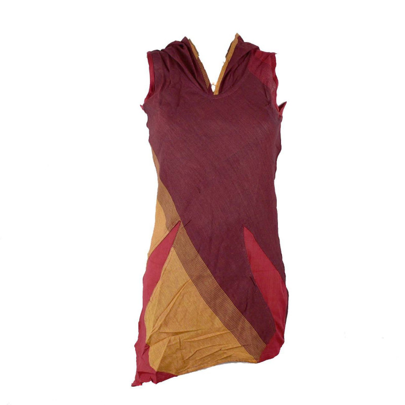 Tunique Capuche Lutin Balod Ocre et Rouge deux Tons Tunique Capuche Lutin Balod Ocre et Rouge deux Tons
