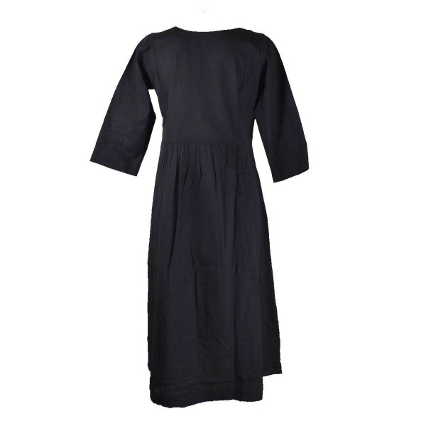 Robe Longue Sanjari Coton Uni et Manches Trois Quart