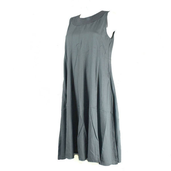 Robe Anjora Mi-Longue Unie Gris et Évasée