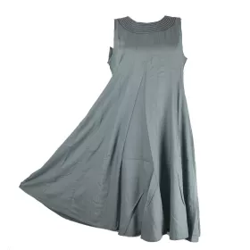 Robe Anjora Mi-Longue Unie Gris et Évasée