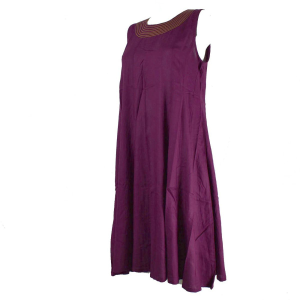 Robe Ton Uni Anjora Midi coupe Évasée Prune