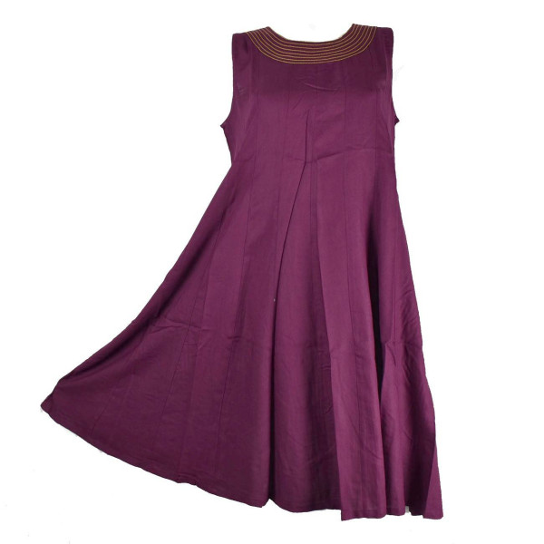 Robe Ton Uni Anjora Midi coupe Évasée Prune