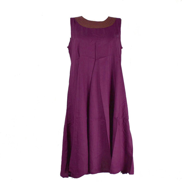 Robe Ton Uni Anjora Midi coupe Évasée Prune