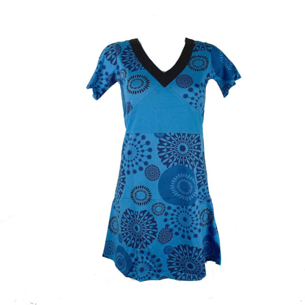 Robe Kosami Imprimé Ethnique Jersey Bleu