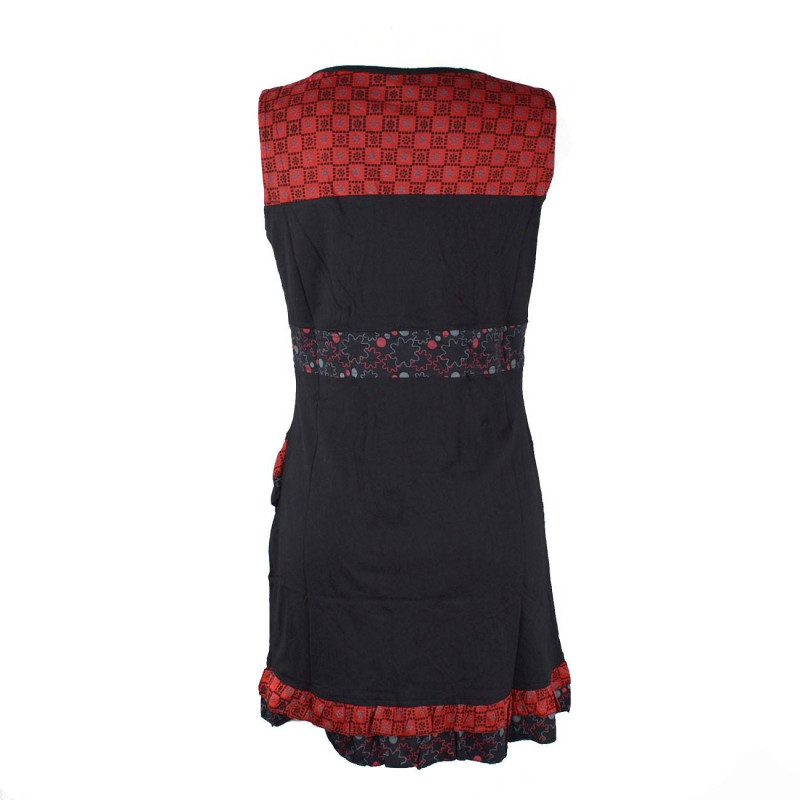 Robe Courte Chuwar Asymétrique Noir et Rouge