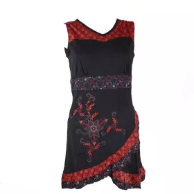 Robe Courte Chuwar Asymétrique Noir et Rouge