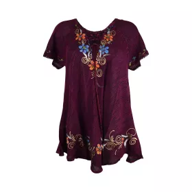 Tunique Tripur Grande Taille Unie et Fine Broderie