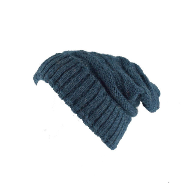 Bonnet Long Nalma Laine et Polaire Bleu Pétrole