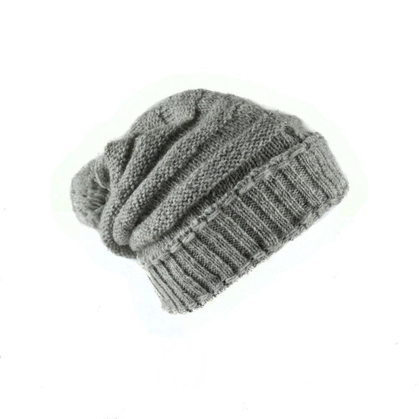 Bonnet Long Balma Laine Pompon Gris Clair