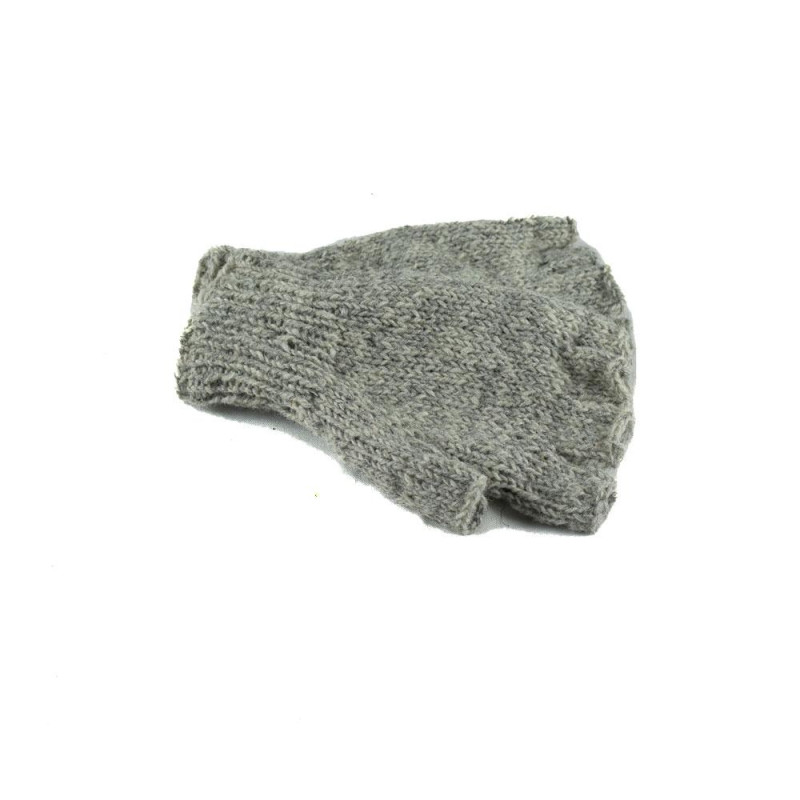 Mitaines Gundu Tricot Laine Gris Clair