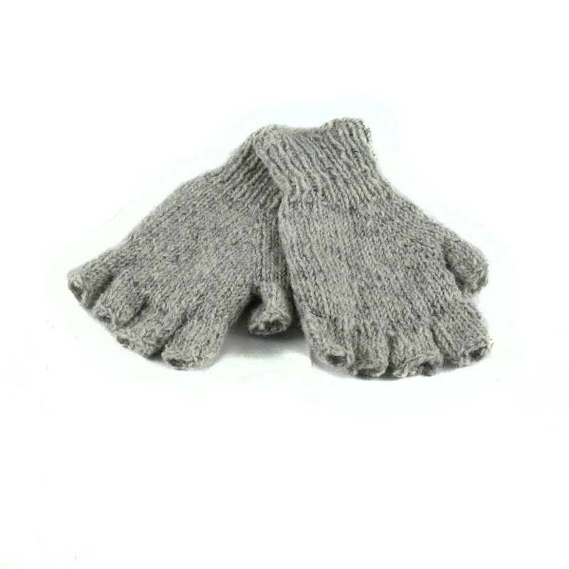 Mitaines Gundu Tricot Laine Gris Clair