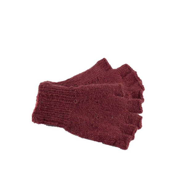 Mitaines Gundu Tricot Laine Bordeaux