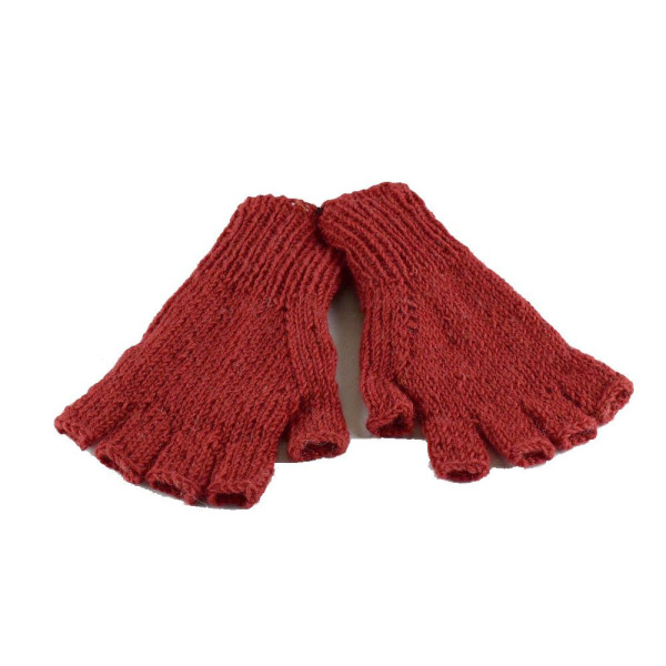 Mitaines Gundu Tricot Laine Rouge et Polaire