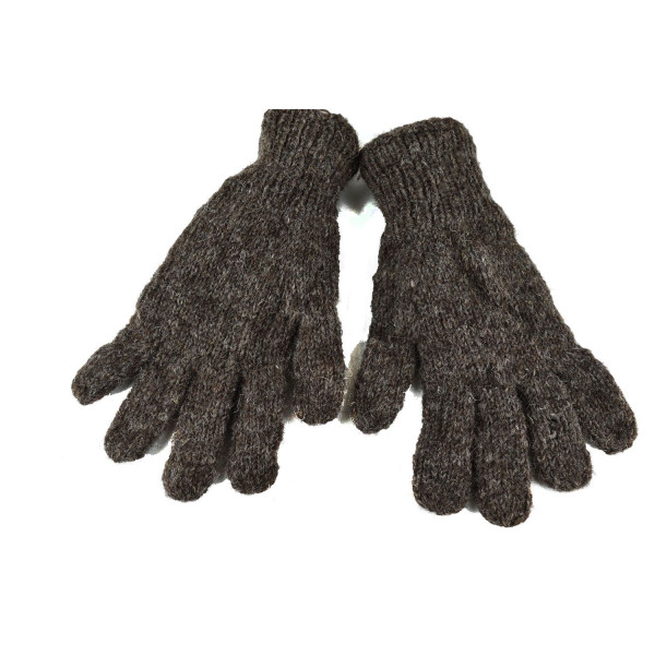 Gants Kolki Laine et Polaire Brun Naturel Foncé