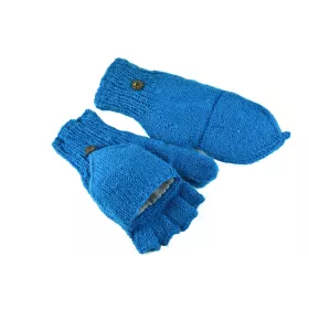 Moufle Mitaine Agara 2 en 1 Laine et Polaire Turquoise