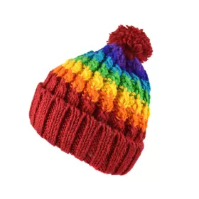 Bonnet Muna Tricot Laine Pompon Rainbow