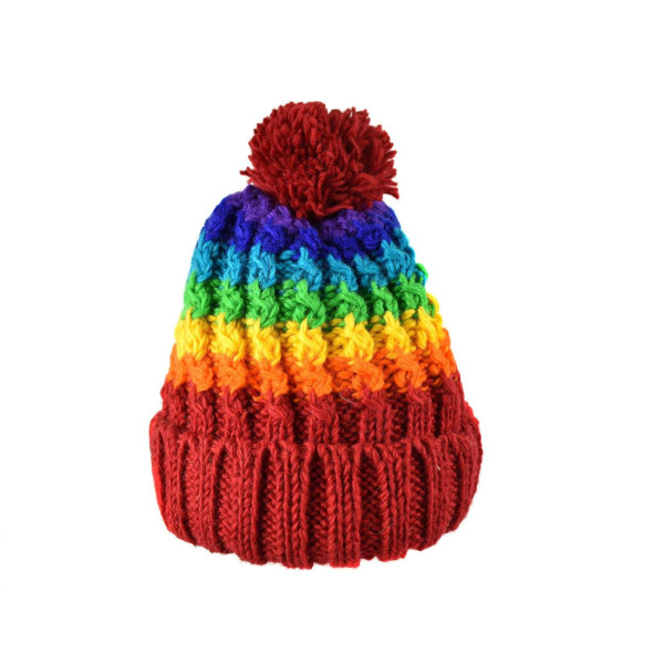 Bonnet Muna Tricot Laine Pompon Rainbow