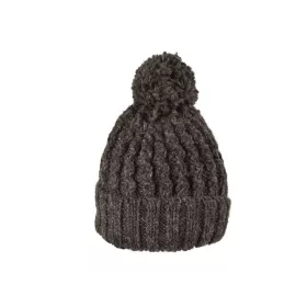 Bonnet Muna Tricot Laine Pompon Brun Naturel