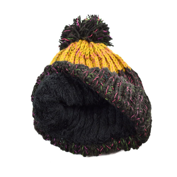 Bonnet Femme Matra Laine Ton Moutarde avec Pompon