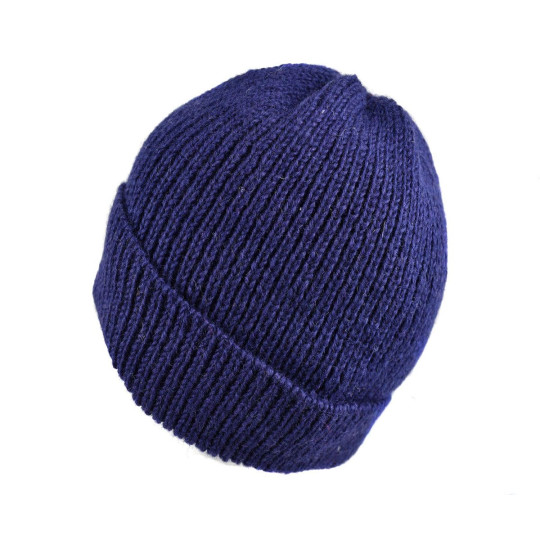 Bonnet Laine tricotée Fourré Polaire Ton Bleu Foncé