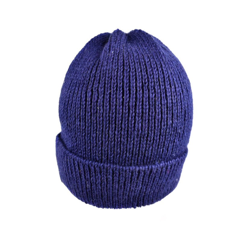 Bonnet Laine tricotée Fourré Polaire Ton Bleu Foncé