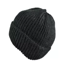 Bonnet Basique Sirpa Noir Tricot Laine Pour Homme