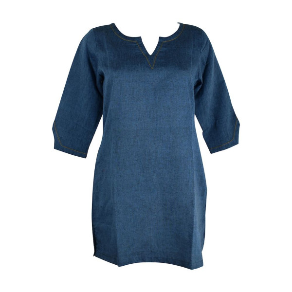 Tunique Femme Coton Khadi Tissé Bleu Foncé