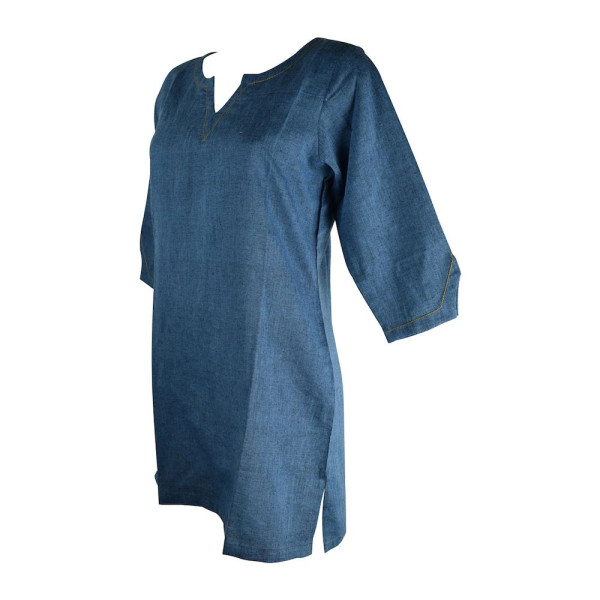 Tunique Femme Coton Khadi Tissé Bleu Foncé