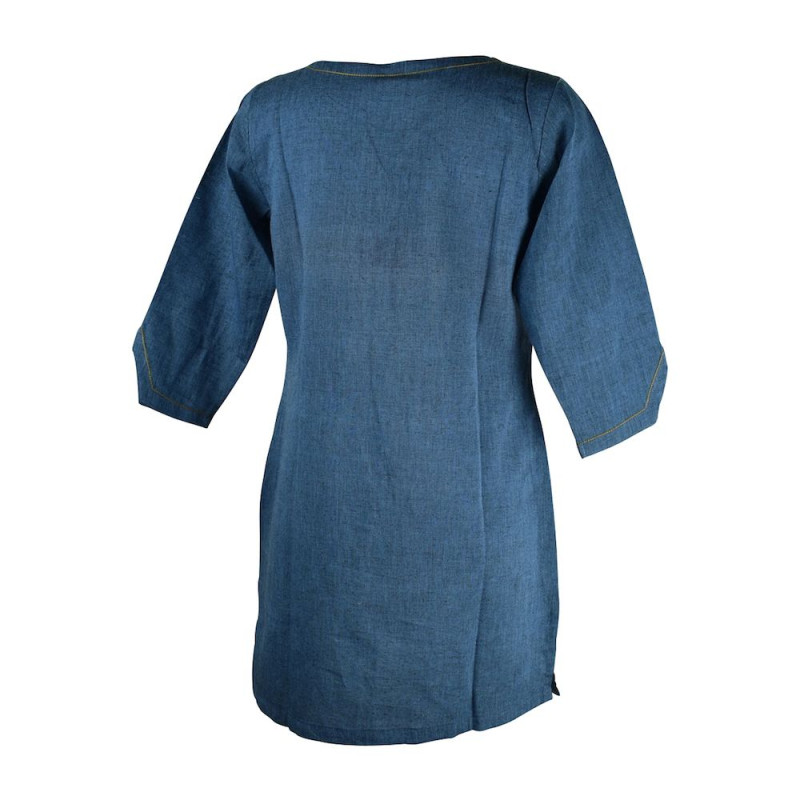 Tunique Femme Coton Khadi Tissé Bleu Foncé