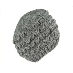 Bonnet Court Tanji Femme Laine Floral Gris Foncé