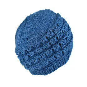 Bonnet Court Tanji Femme Laine Floral Bleu Pétrole