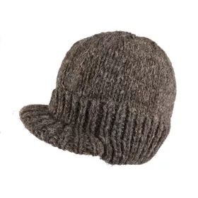 Casquette Homme Brun Naturel Laine Tricot