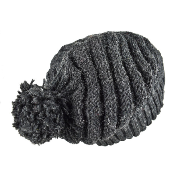 Bonnet Long Balma Femme Pompon Anthracite