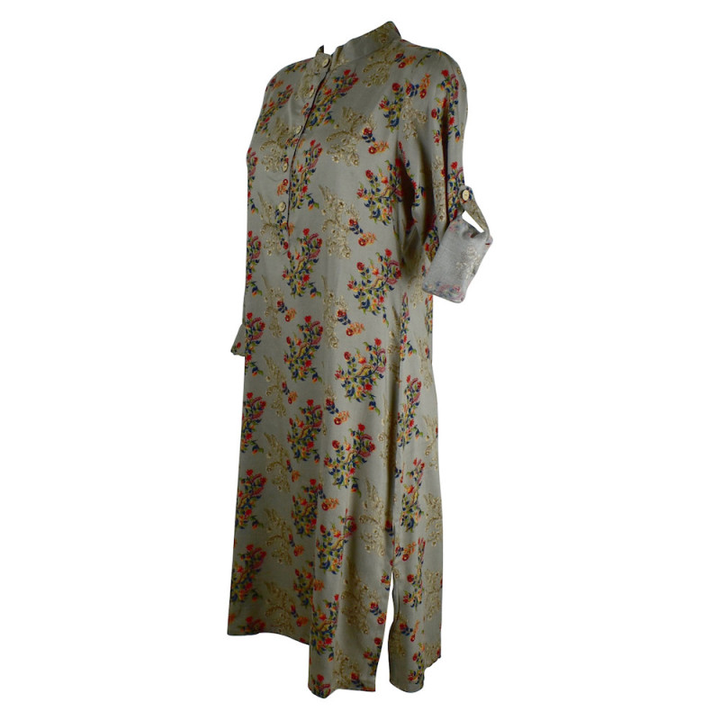 Robe Tunique Mainpuri Col imperial Imprimé Gris