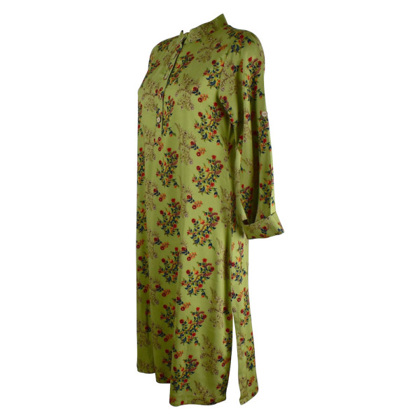 Robe Tunique Mainpuri Col imperial Imprimé Vert