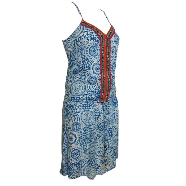 Robe Courte Wadini Imprimé Jalebi Bleu