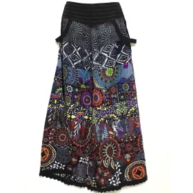 Pantalon Chakina Noir Patchwork Coton Imprimé