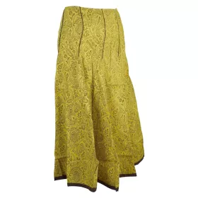 Jupe Midi Évasée Coton Imprimé Milcha Moutarde