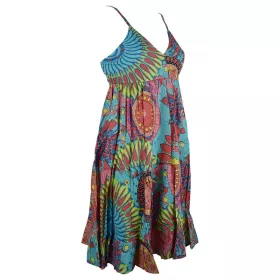 Robe Courte Akola Coton Imprimé Ton Bleu