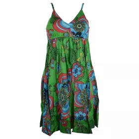 Robe Courte Akola Coton Imprimé Ton Vert