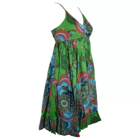 Robe Courte Akola Coton Imprimé Ton Vert