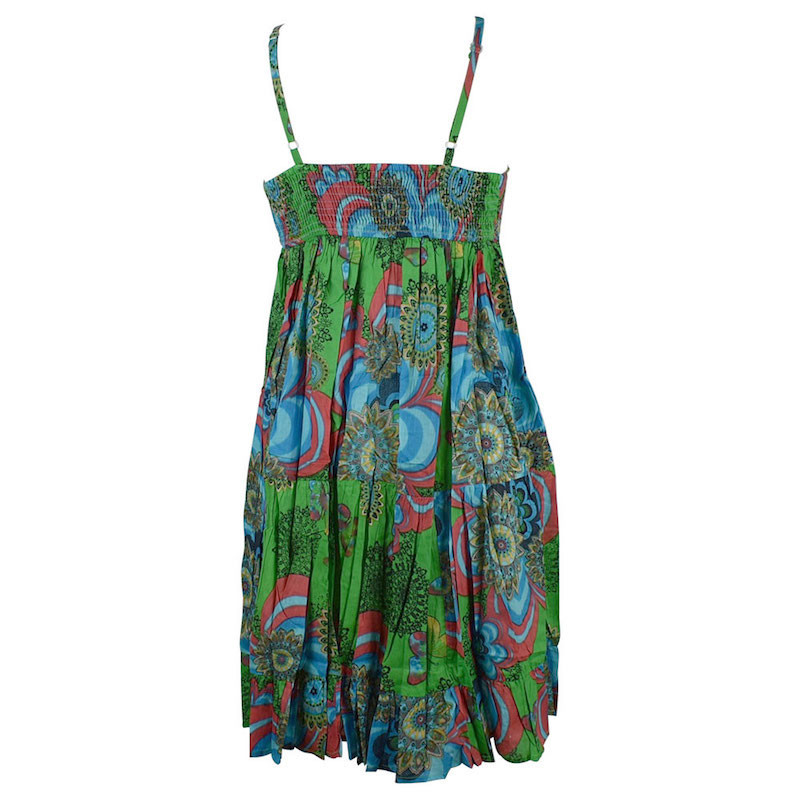 Robe Courte Akola Coton Imprimé Ton Vert