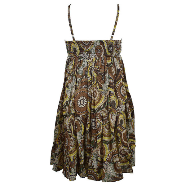Robe Courte Akola Coton Imprimé Ton Marron